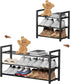 3-Tier Expandable Shoe Rack, Adjustable Shoe Shelf Storage Organizer Heavy Duty Metal