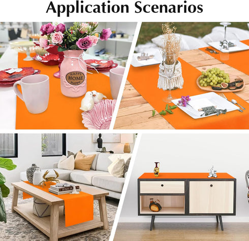 2 Pack 12 48 Inch Orange Small Short Table Runner x Solid Color Runners Coffee Table Dresser for Daily Party Home