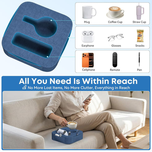 Heyife Cozy Couch Cup Holder Pillow, Couch Caddy for Drink, Snack, Phone, Remote, Game Controller, Removable