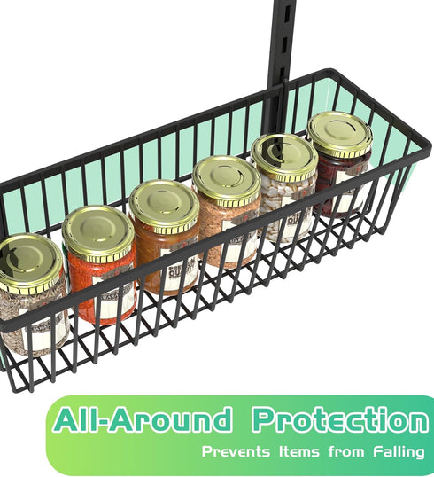Over The Door Pantry Organizer, 6-Tier Deep Baskets Hanging Metal Rack for Home & Kitchen, Black
