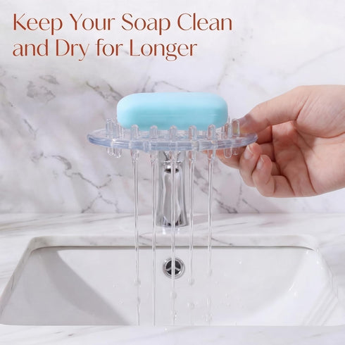 2 Counter, 4.5 3 0.7 Inches Pcs Plastic Soap Holder Soap Dish Bar Saver Tray with Holes Sponge Holder for Kitchen