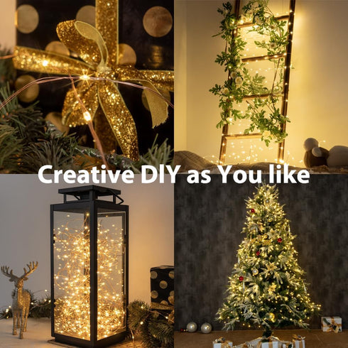 200 600 FT Warm White Fairy Lights Plug in Copper Wire String Lights with Remote, Timer, LEDs, Ideal for Bedroom
