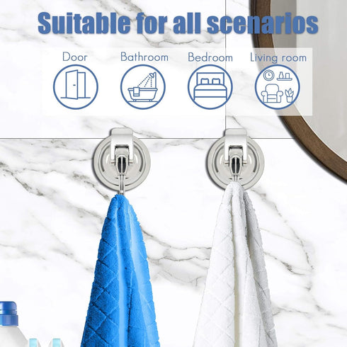 Heavy Duty Vacuum Suction Cup Hooks, Silver Plated Polished Super Suction for Kitchen Bathroom