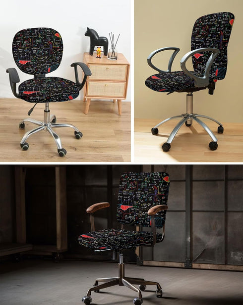 Office Chair Cover Education Protective Stretchable Universal Computer Chair Covers, Math Formula Doodle Slipcover