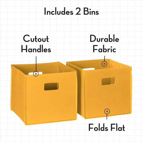 RiverRidge 2 Pc Storage Set Folding Bin, Golden Yellow, 10.5 x 10.5 x 10 inches