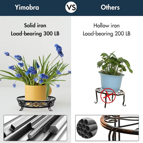 11.8 Inches, Yimobra Metal Plant Stand for Outdoor Indoor, Heavy Duty Flower Pots Holder Rustproof Wrought Iron Planter