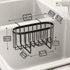 SWTYMIKI Movable Kitchen Sink Caddy - Stainless Steel Sponge Holder with M Shape Hook for Dish Sponge, Brush, Organizer