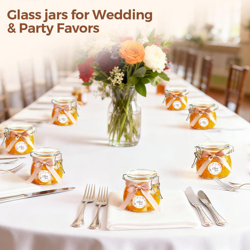 6-Pack 17oz Set ComSaf Short Glass Jars for Drawers, Small Airtight Food Canisters for Spices, Nuts & Kids Snacks, Pint