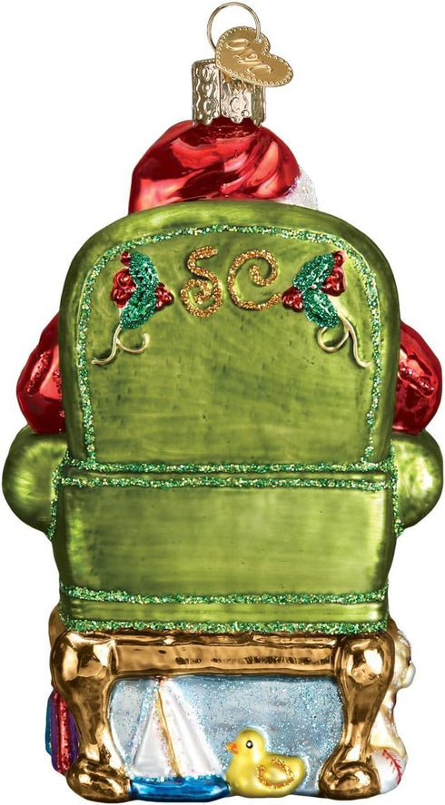Old World Christmas 40300 Glass Blown Ornaments for Christmas Tree, Santa Checking List
