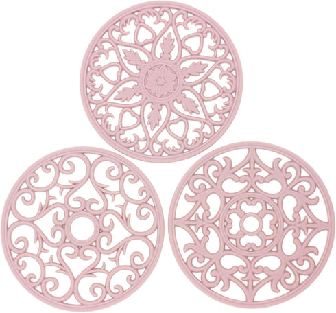 Smitchraft Silicone Trivets for Hot Dishes, Pots & Pans, Multi-use Heat Resistant Mat Set of 3 Pink