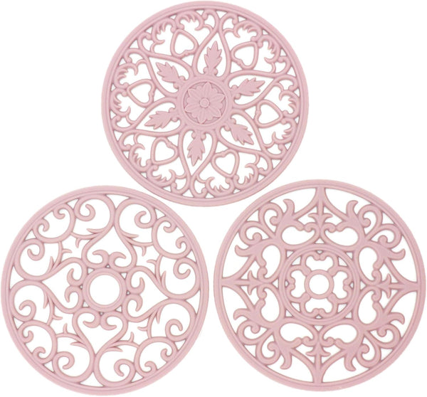 Smitchraft Silicone Trivets for Hot Dishes, Pots & Pans, Multi-use Heat Resistant Mat Set of 3 Pink