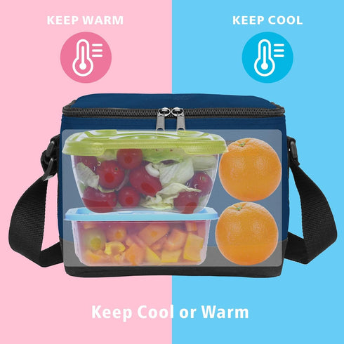 BuyAgain Navy Blue Lunch Bag, 600D Poly Small 6 Can Insulated Reusable Cooler Bag with PEVA Water-resistant Lining