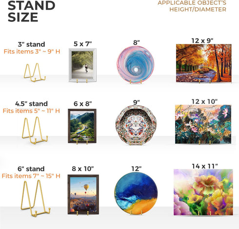 TR-LIFE Plate Stands for Display - 6 Inch Plate Holder + Metal Frame Stand for Picture, Decorative Plate (Gold 2 Pack)