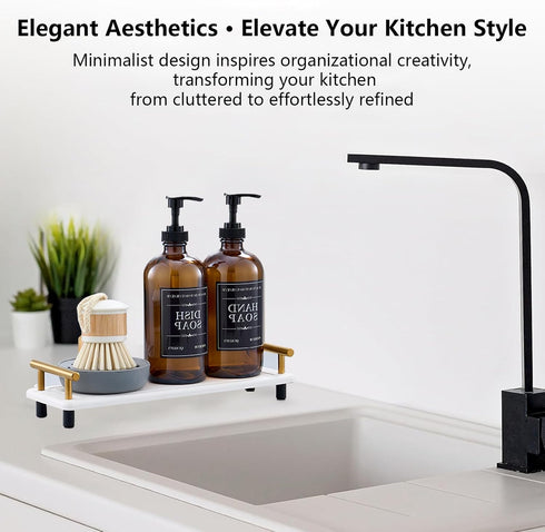 Set 16oz 12 (Set 6) Soap Dispenser Refillable Amber Glass Bottles with Brush Holder, Dish Scrub, Diatomite Tray