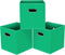 Black Foldable Storage Cubes, Set of 3 Fabric Organizer Bins with Dual Handles for Home Organization (Green)