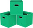 Black Foldable Storage Cubes, Set of 3 Fabric Organizer Bins with Dual Handles for Home Organization (Green)