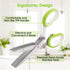 Herb Scissors with 5 Blades and Cover - Multipurpose Kitchen Shears for Cutting and Stripping, Green