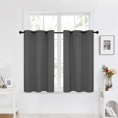 Deconovo Grommet Top Thermal Insulated Room Darkening Window Curtain Panels for Bedroom,(34x45 Inch, Dark Grey, 2 Panels)