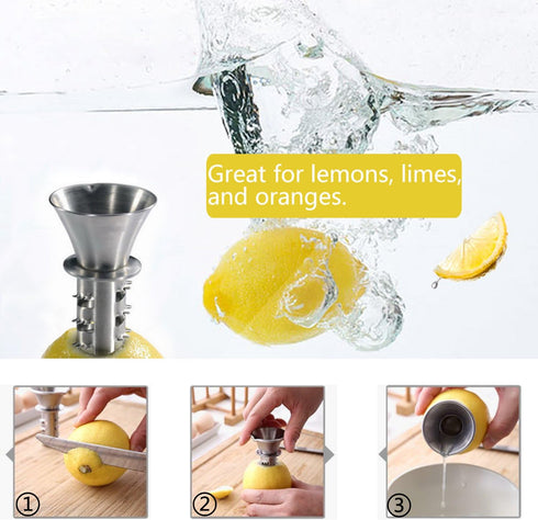 Best Utensils Stainless Steel Manual Lemon Juicer - Hand Held Citrus Squeezer, 2 Pack