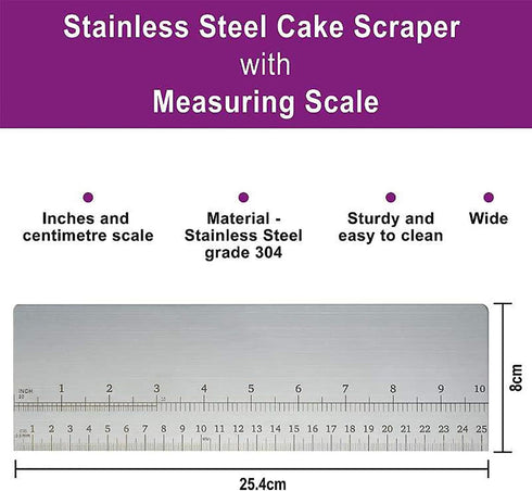 10inch Metal Cake Scraper, Stainless Steel Cake Edge Smoother for Buttercream Decorating