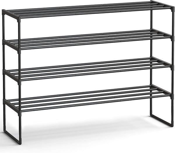 SONGMICS Shoe Rack, 4-Tier Shoe Organizer, Metal Storage Shelf, Upright or Upside