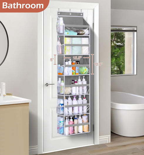 MISSLO Over the Door Organizer Hanging Storage with 6 Large Pockets 12 Side Pockets Closet Door Organizer Heavy Duty Baby Organization for Bathroom, Pantry, Bedroom, Nursery, Clothes, Toys, Diapers by MISSLO