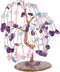 SUNYIK Handmade Crystal Money Tree Set - Amethyst/Rose Quartz/Aquamarine on Natural Agate Slice Base for Wealth and Luck