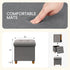 15" 15" 15"Grey PINPLUS Storage Ottoman Cube, White Linen Footrest with Wooden Legs, Foldable Fabric Footrest