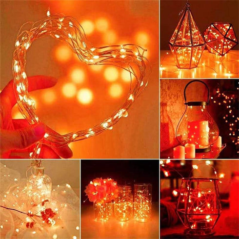 4 Pack Battery Operated Dewdrop LED Lights, Indoor Mini Fairy Lights with Timer for Holiday Decoration (Orange)