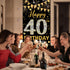 40th Birthday Decorations Door Banner, Black Gold Happy 40th Birthday Sign Poster Decor, 6.1ft x 3ft Fabric Backdrop