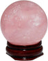 Rockcloud Healing Crystal Natural Pink Rose Quartz Gemstone - 2.35"(60mm) Ball Divination Sphere with Wood Stand
