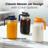 Veri Beond 64oz Outside,2 Lid,1/2 Mason Jar Pitcher - Airtight & Leakproof Glass Pitchers with Handle and Lid, Perfect