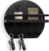 Key Holder for Wall, 9.8 Inch Apartment Decor with Shelf and 8 Key Hooks, Black Wood Hanger