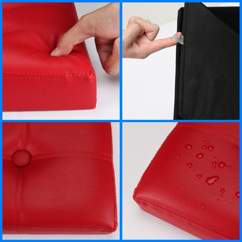 17x13x13in,Red Bsketa Storage Ottoman, Folding Foot Stool with Thicker Foam Padded Seat Small Leather Storage Ottoman