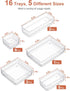 SMARTAKE 16-Piece Drawer Organizer with Non-Slip Silicone Pads, 5-Size Storage Tray for Makeup, Clear
