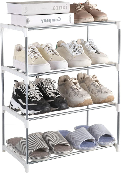 Small Shoe Rack, Narrow Stackable Shoe Shelf Organizer for Entryway, Doorway and