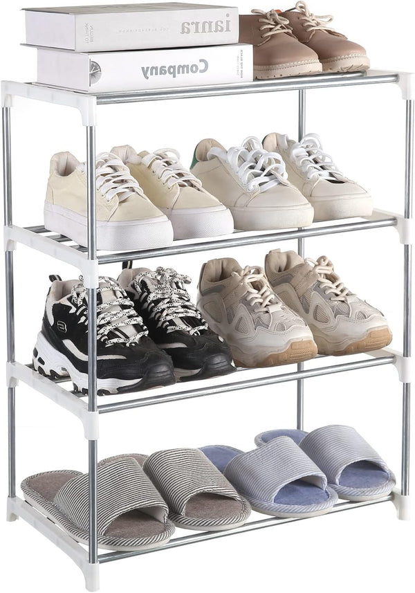 Small Shoe Rack, Narrow Stackable Shoe Shelf Organizer for Entryway, Doorway and
