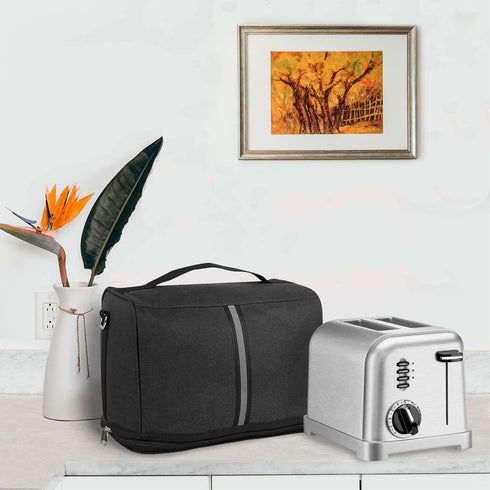 Toaster Portable Storage Bag, Compatible with Most 2-Slice Toasters and Extra Accessories (Dark Grey)