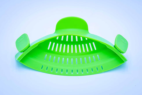 Adjustable Snap On Strainer for Pots, Pans, & Bowls - Food Grade Silicone Clip Colander for Straining