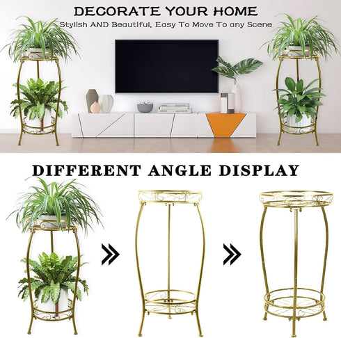 MOCORY 2 27" Plant Stand Indoor Outdoor Tier Tall Metal Potted Holder Rack Flower Pot Stand Heavy Duty Plant Shelf