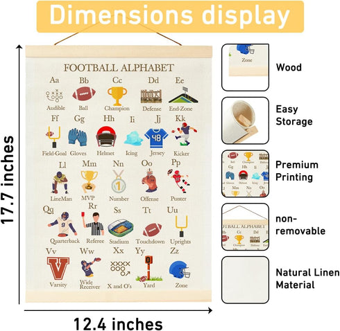 BirtDerr Football-Themed Alphabet Wall Art for Boys' Rooms - Inspiring Nursery Decor
