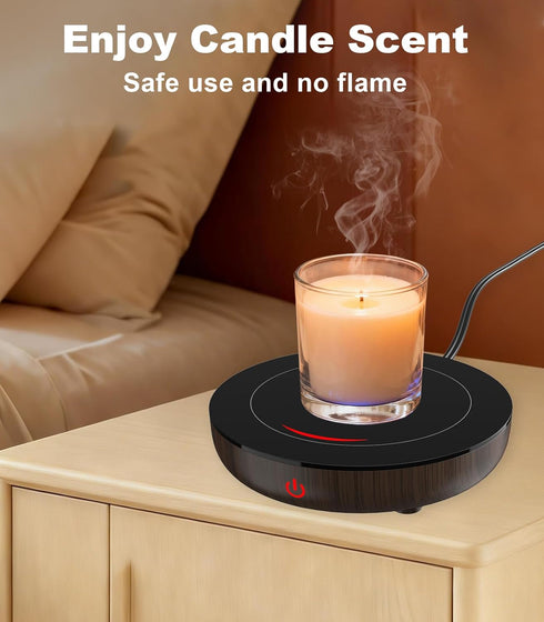 3-Temp 6H Kepwam Coffee Mug Warmer for Desk, Fast Heating Cup Warmer with Auto Shut Off, LED Light & Smart Candle