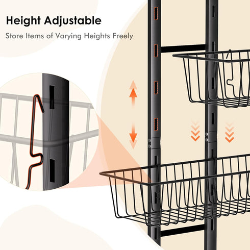 LUXEAR Over the Door Pantry Organizer, 6-Tier Adjustable Storage, No-Assembly Foldable Metal Hanging Organizer for