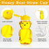 32 Pack Cups(6oz) Thenshop Honey Bear Bottle with Straws Empty Plastic Cup Honey Jar Containers Bear Shaped Squeeze