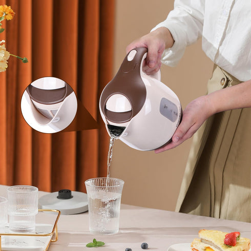 Aigostar Small Electric Kettle, 1L Portable Tea Kettle, 1100W with Automatic Shut-Off, BPA-Free (Brown)