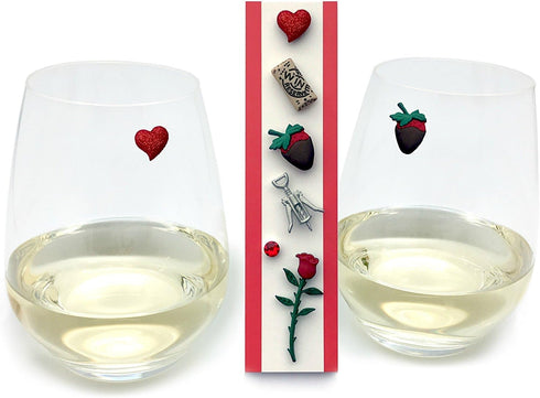 Magnetic Wine Glass Charms - Set of 6 Drink Markers - Unique Gift Idea for Her - Fun Birthday Present for Mom or Friend