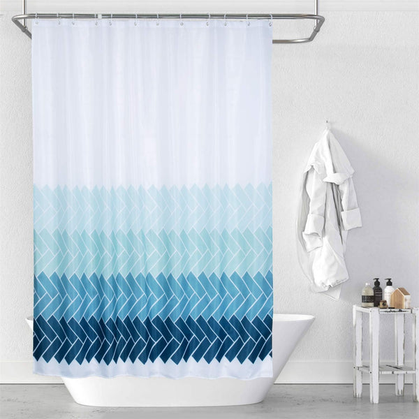 MORNITE Extra Wide Shower Curtain Mens Bathroom Teal Light Blue Ombre White,