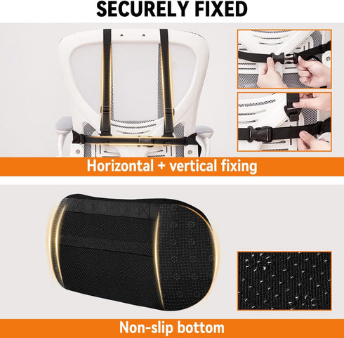 Veitail Lumbar Support Pillow for Office Chair and Car Seat,Back Support for Office Chair Cushion,Adjustable Straps