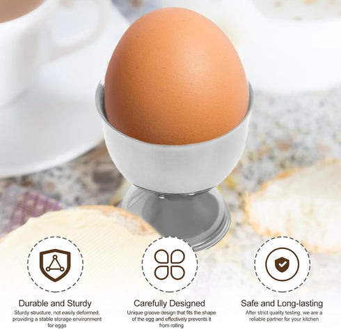 2 Bonsicoky Pcs Silver Egg Cups - Stainless Steel Egg Holder - Egg Tray Kitchen Tool for Soft & Hard Boiled Eggs