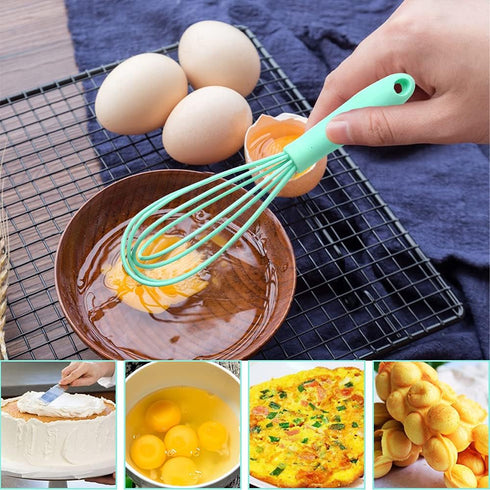 NCAM 5 Pcs Silicone Whisk for Cooking - Mini Whisk Stainless Steel Dough Whisk, Non Stick Hand Tiny Balloon Wire Whisk, Milk egg Frother for Blending Whisking Beating Stirring Baking by NCAM